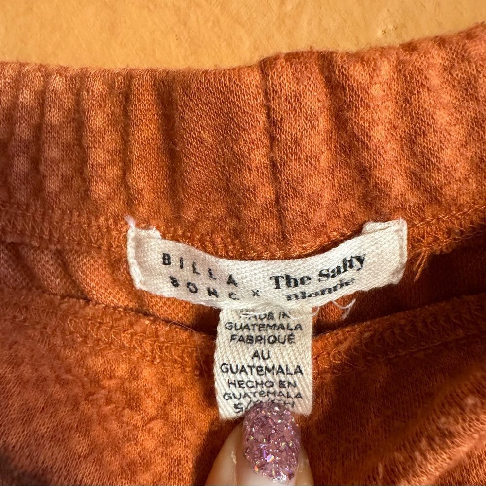 Billabong x The Salty Blonde Rust Floral Knit Flare Pants Boho Size S - Picture 6 of 11